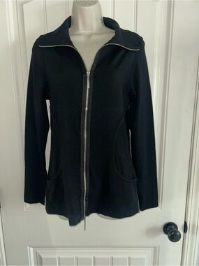 NEW Hard Tail Black Zip-Up Jacket with Stand Collar Zippered Sleeves Sz L